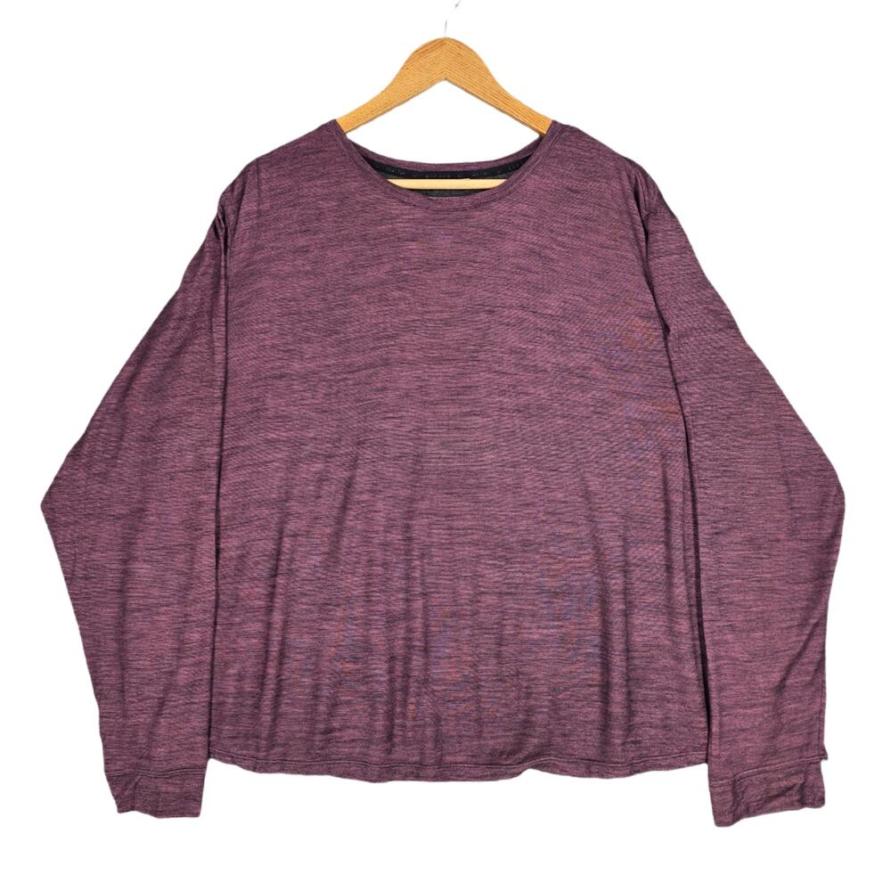 BOMBAS WOMEN’S LONG‑SLEEVE MERINO BLEND TOP – SIZE 2X – WINE-PLUM